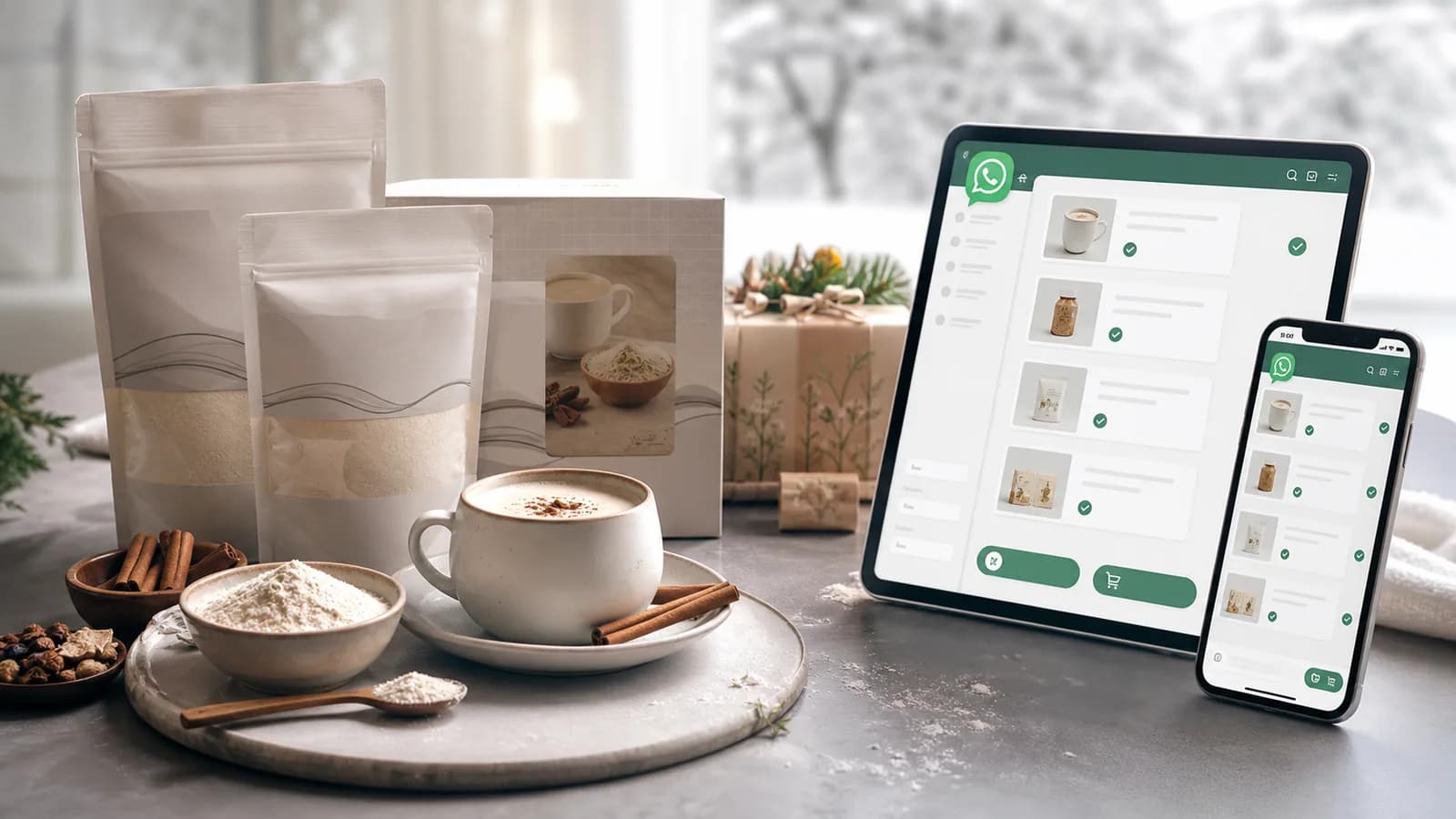 Salep satışı için WhatsApp sipariş sistemi ve ürün akışı görseli