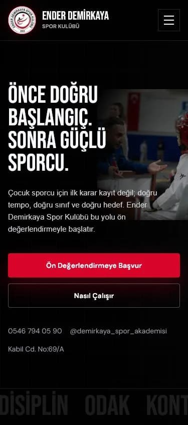Ender Demirkaya mobil ana sayfa ekranı